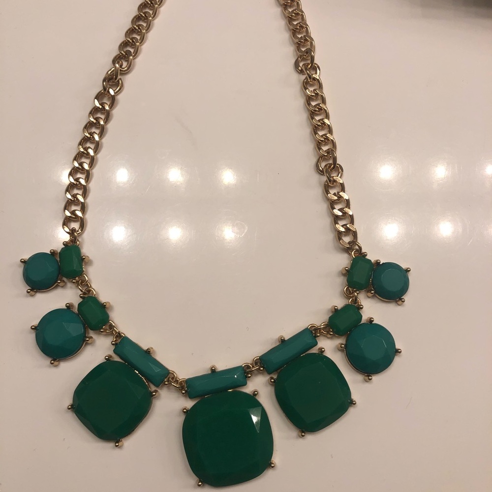 Emerald green and gold necklace